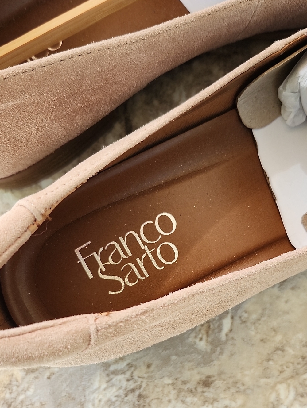 NWOT FRANCO SARTO CARLINA TAN SUEDE LOAFERS - Picture 5 of 11